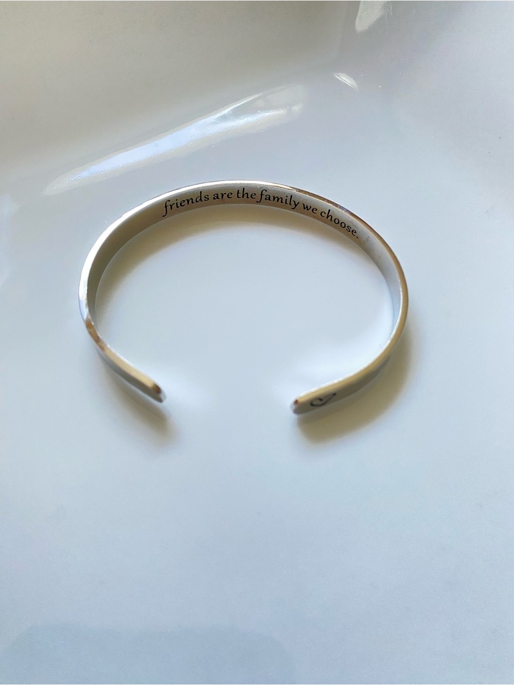 Silver Inspirational Open Cuff Bracelet - "Friends Are the Family"